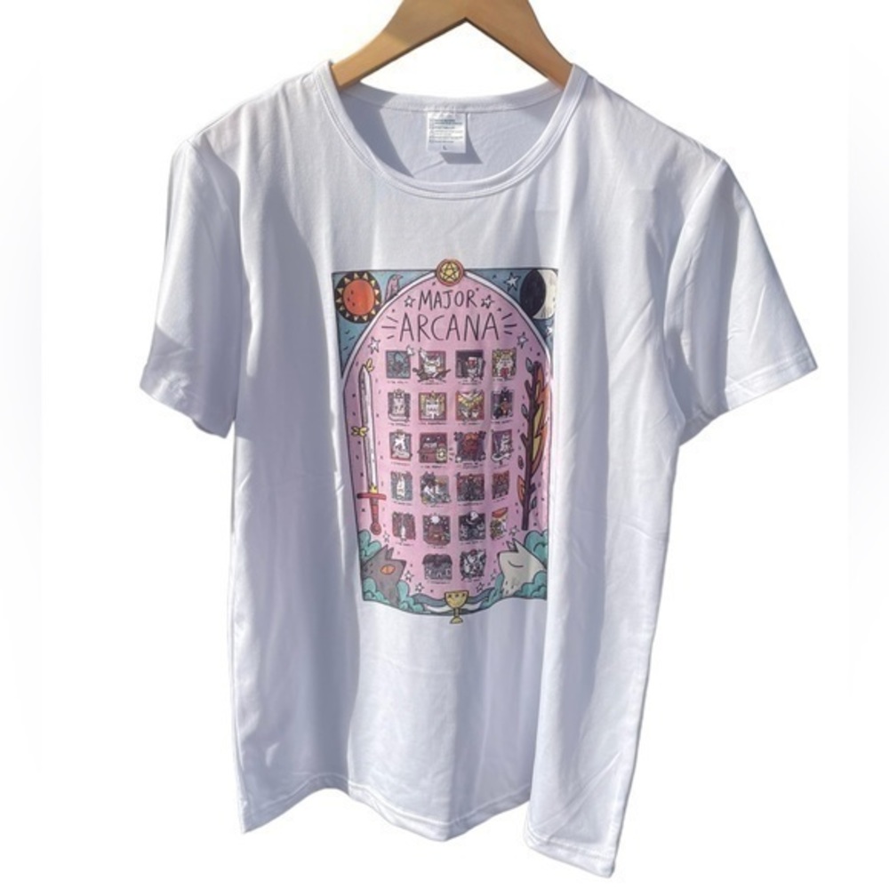 Major Arcana cat tarot cards unisex t-shirt, size L